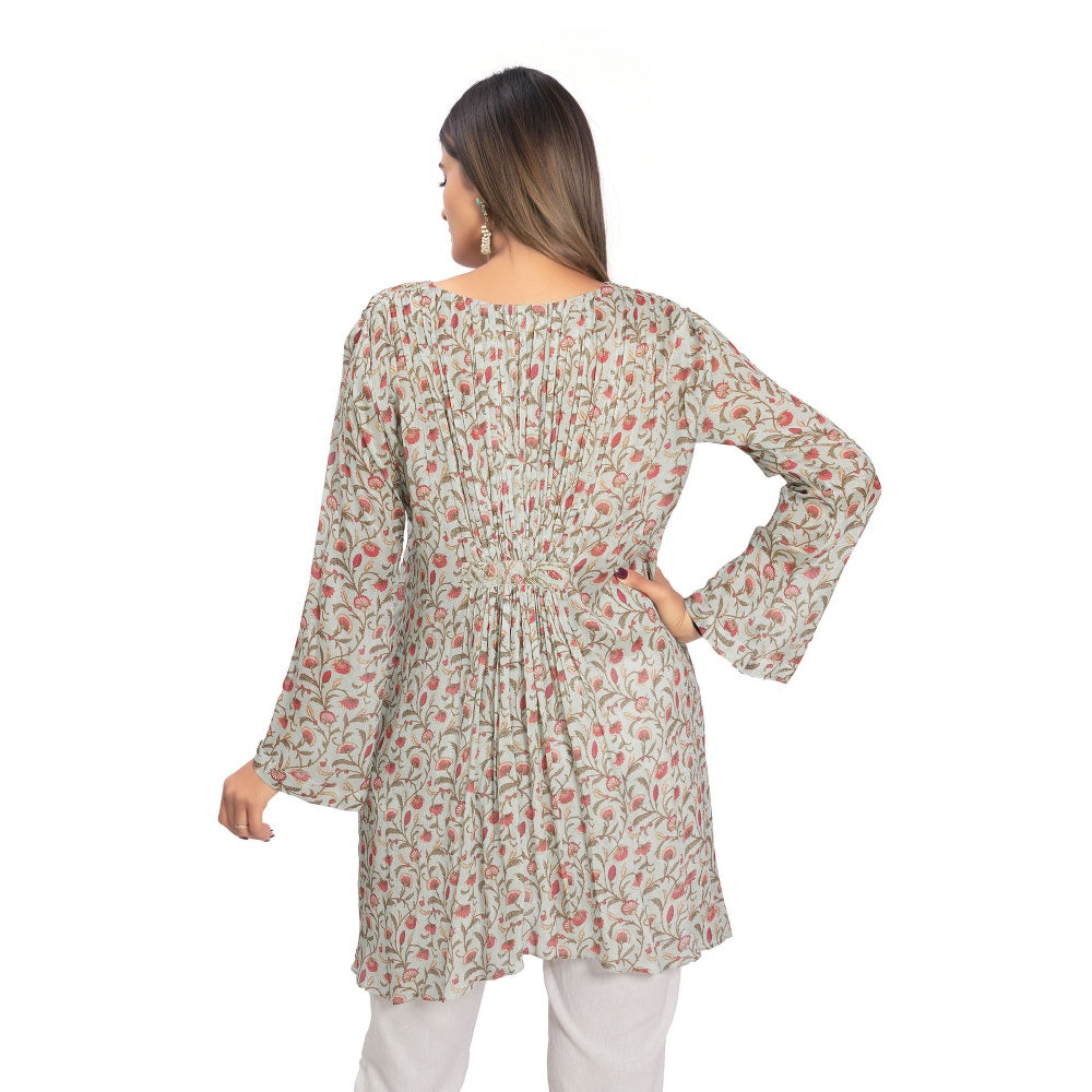 Vana Ethnics Light Blue Printed Hand Embroidered Tunic