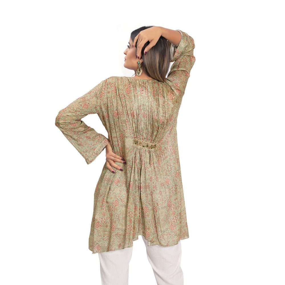 Vana Ethnics Olive Printed Hand Embroidered Tunic