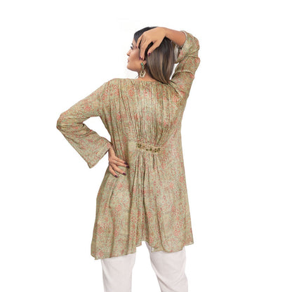 Vana Ethnics Olive Printed Hand Embroidered Tunic