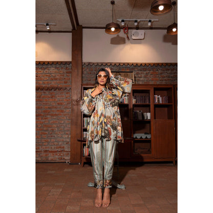 Vana Ethnics Ash Grey Printed Co-Ord (Set of 2)