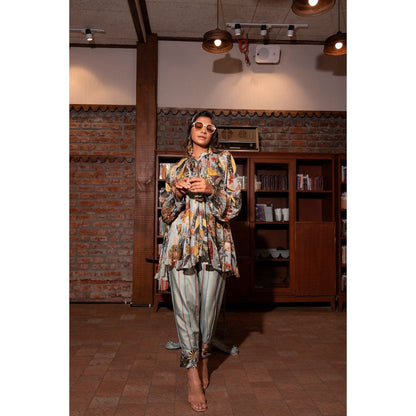 Vana Ethnics Ash Grey Printed Co-Ord (Set of 2)