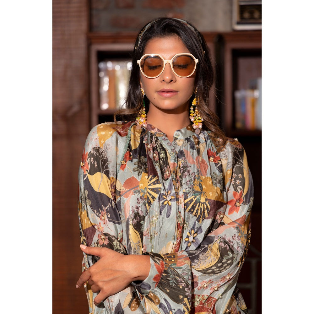 Vana Ethnics Ash Grey Printed Co-Ord (Set of 2)