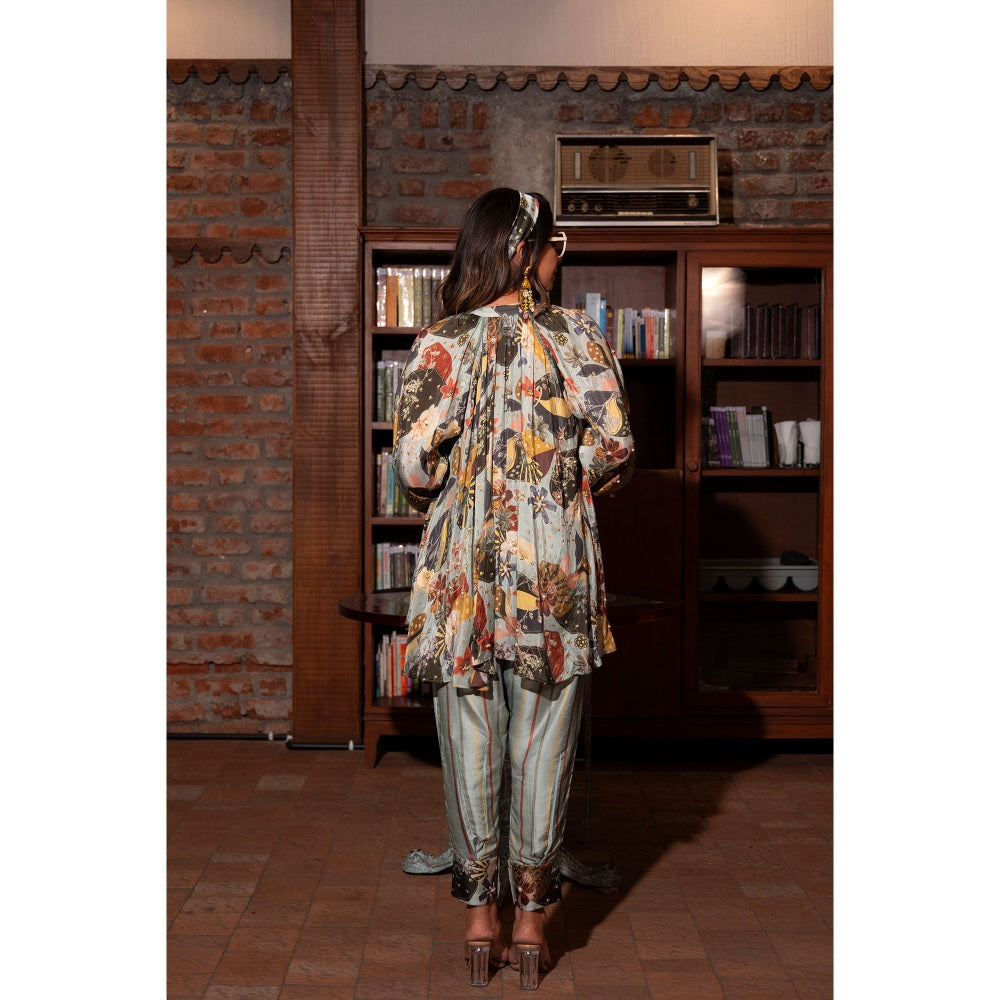 Vana Ethnics Ash Grey Printed Co-Ord (Set of 2)