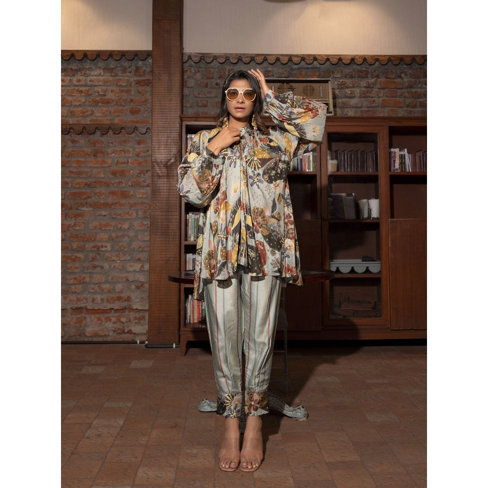 Vana Ethnics Ash Grey Printed Co-Ord (Set of 2)