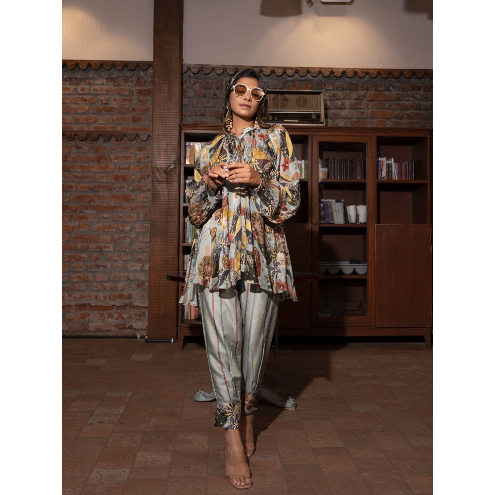 Vana Ethnics Ash Grey Printed Co-Ord (Set of 2)