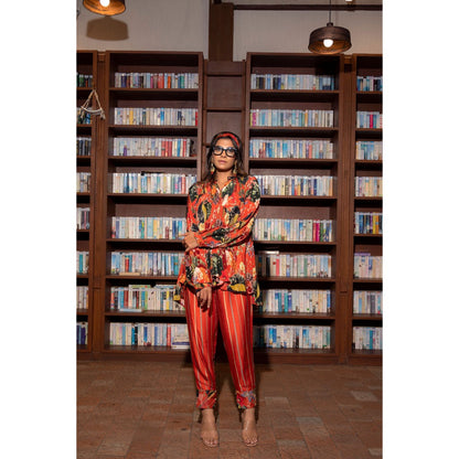 Vana Ethnics Orange Printed Co-Ord (Set of 2)