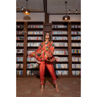 Vana Ethnics Orange Printed Co-Ord (Set of 2)