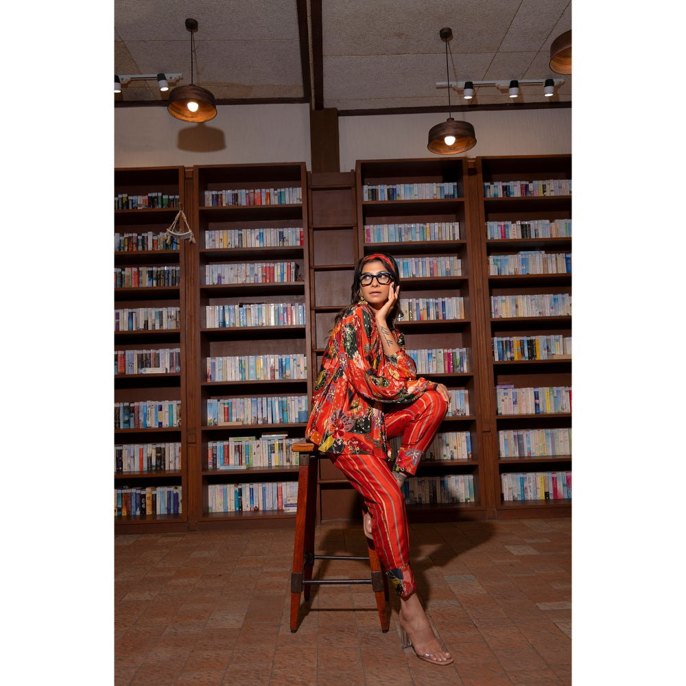 Vana Ethnics Orange Printed Co-Ord (Set of 2)