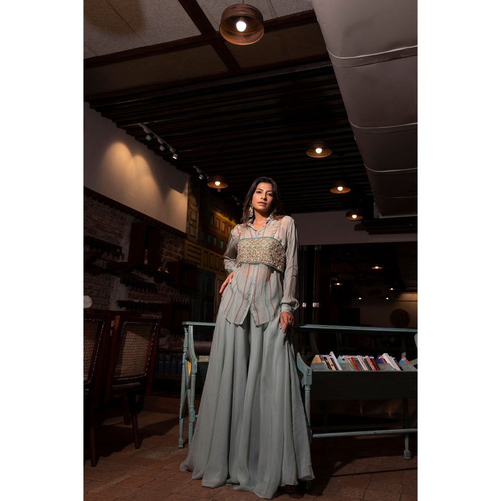 Vana Ethnics Ash Grey Cocktail Co-Ord (Set of 3)