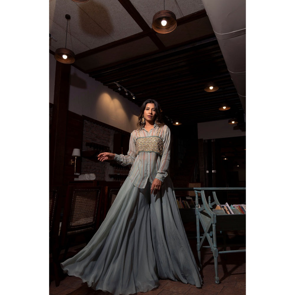 Vana Ethnics Ash Grey Cocktail Co-Ord (Set of 3)