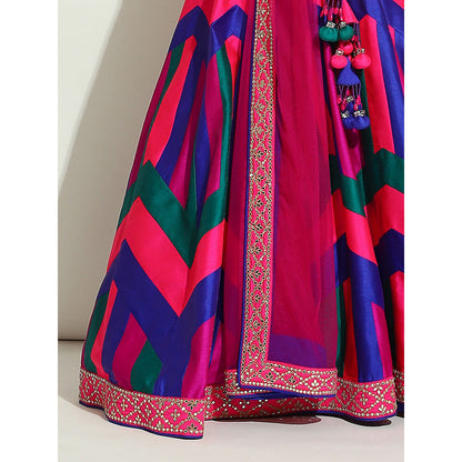VANDANA SETHI Multicolored Striped and Chevron Lehenga (Set of 3)