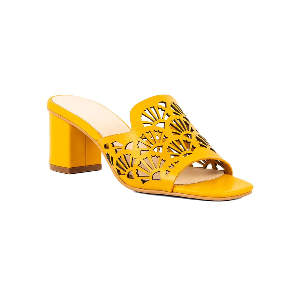 Vanilla Moon Patterned Yellow Heels