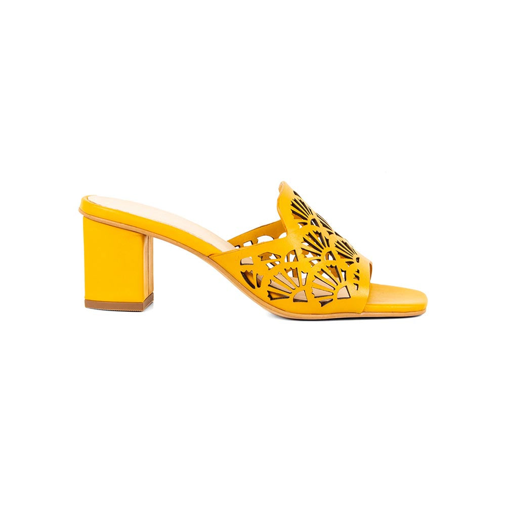 Vanilla Moon Patterned Yellow Heels