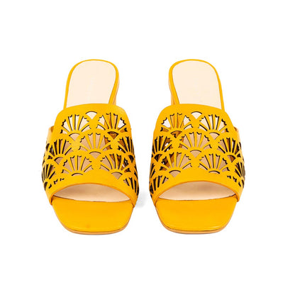Vanilla Moon Patterned Yellow Heels