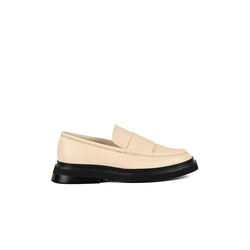 Vanilla Moon Off White Solid Plain Loafers