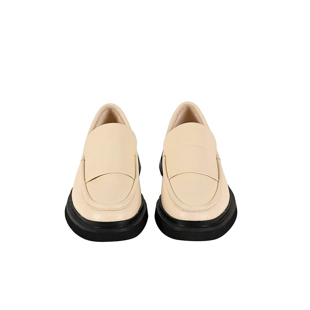Vanilla Moon Off White Solid Plain Loafers