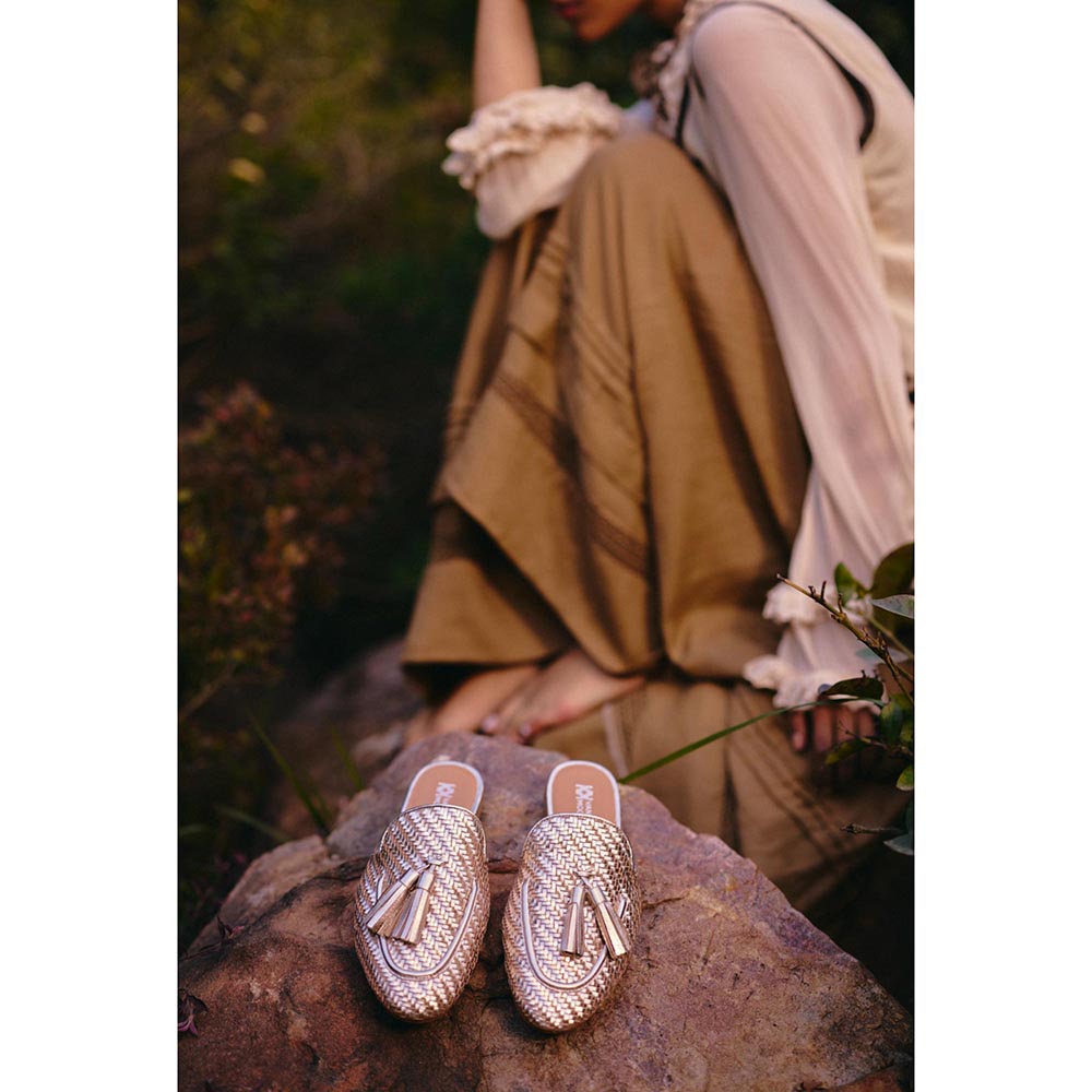 Vanilla Moon Ozzy Slip On Flats Mules - Rose Gold