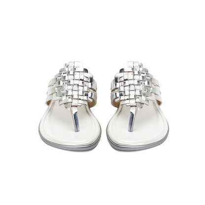 Vanilla Moon Women Silver Round Toe Flats