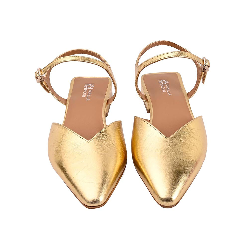 Vanilla Moon Women Gold Pointed Toe Sandals