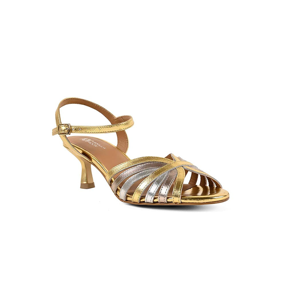 Vanilla Moon Women Gold Round Toe Heels