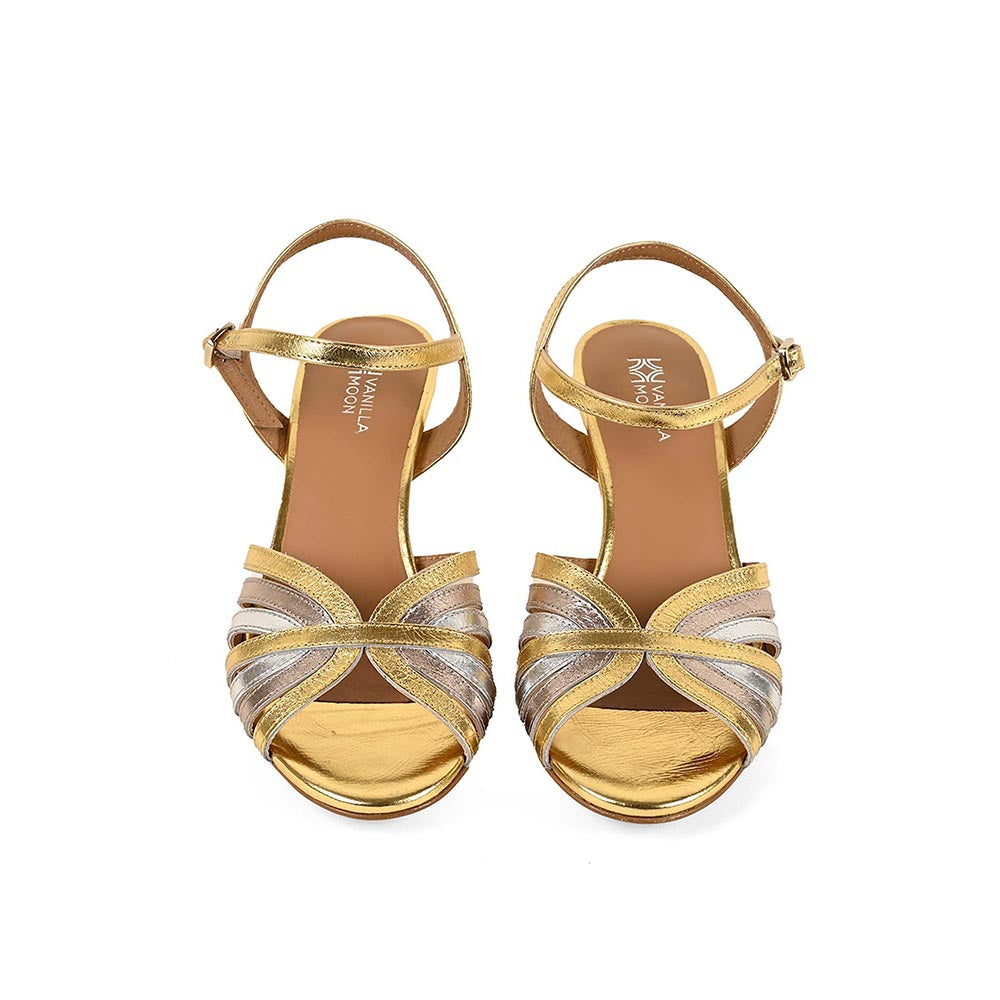 Vanilla Moon Women Gold Round Toe Heels