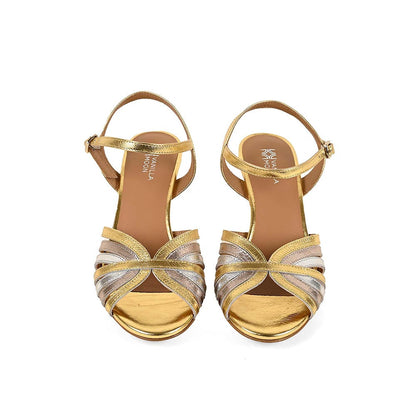 Vanilla Moon Women Gold Round Toe Heels