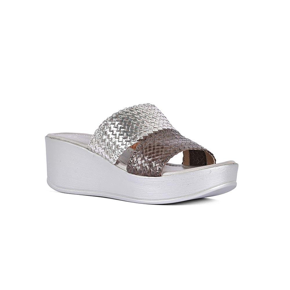 Vanilla Moon Women Silver Round Toe Wedges