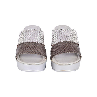 Vanilla Moon Women Silver Round Toe Wedges