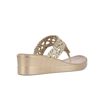 Vanilla Moon Women Gold Round Toe Wedges