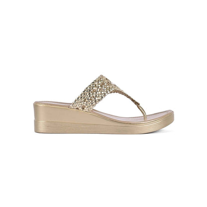 Vanilla Moon Women Gold Round Toe Wedges