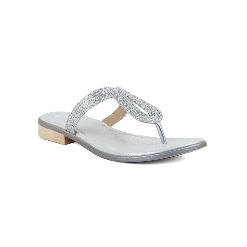 Vanilla Moon Patterned Silver Flats