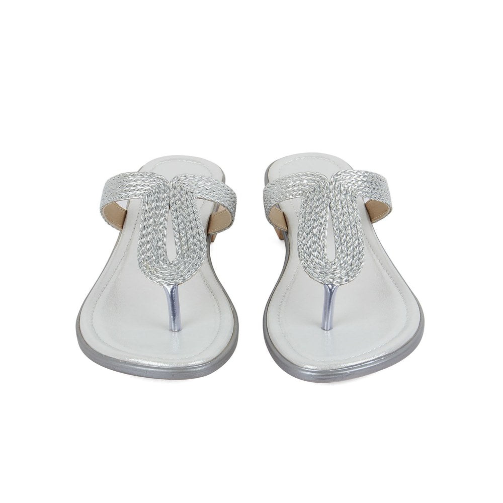 Vanilla Moon Patterned Silver Flats
