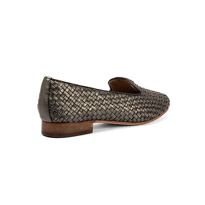 Vanilla Moon Patterned Metallic Loafers
