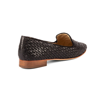 Vanilla Moon Patterned Black Loafers