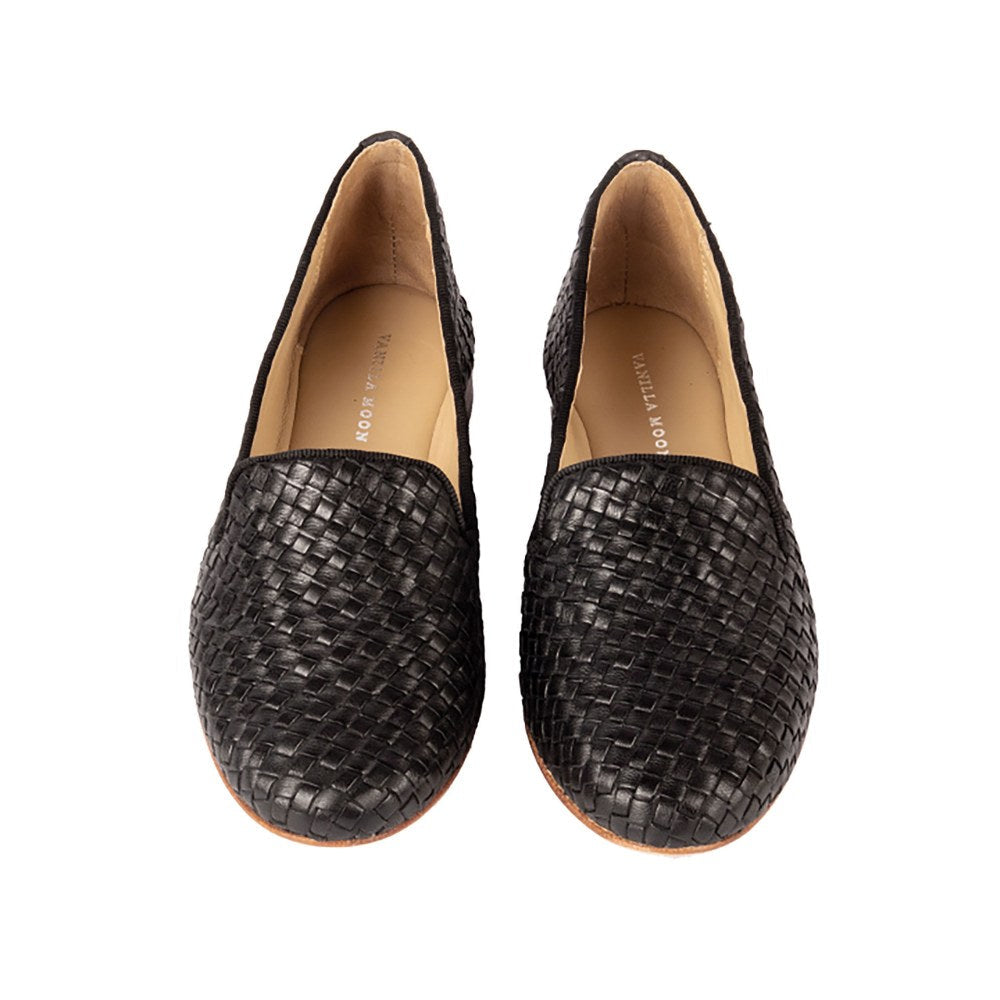 Vanilla Moon Patterned Black Loafers
