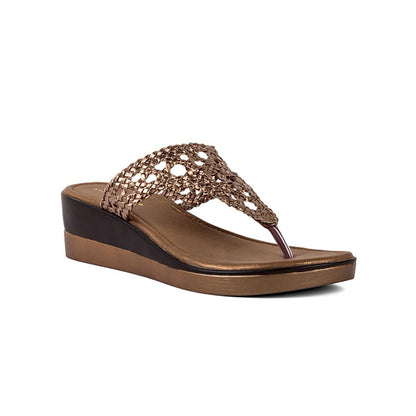 Vanilla Moon Patterned Bronze Wedges