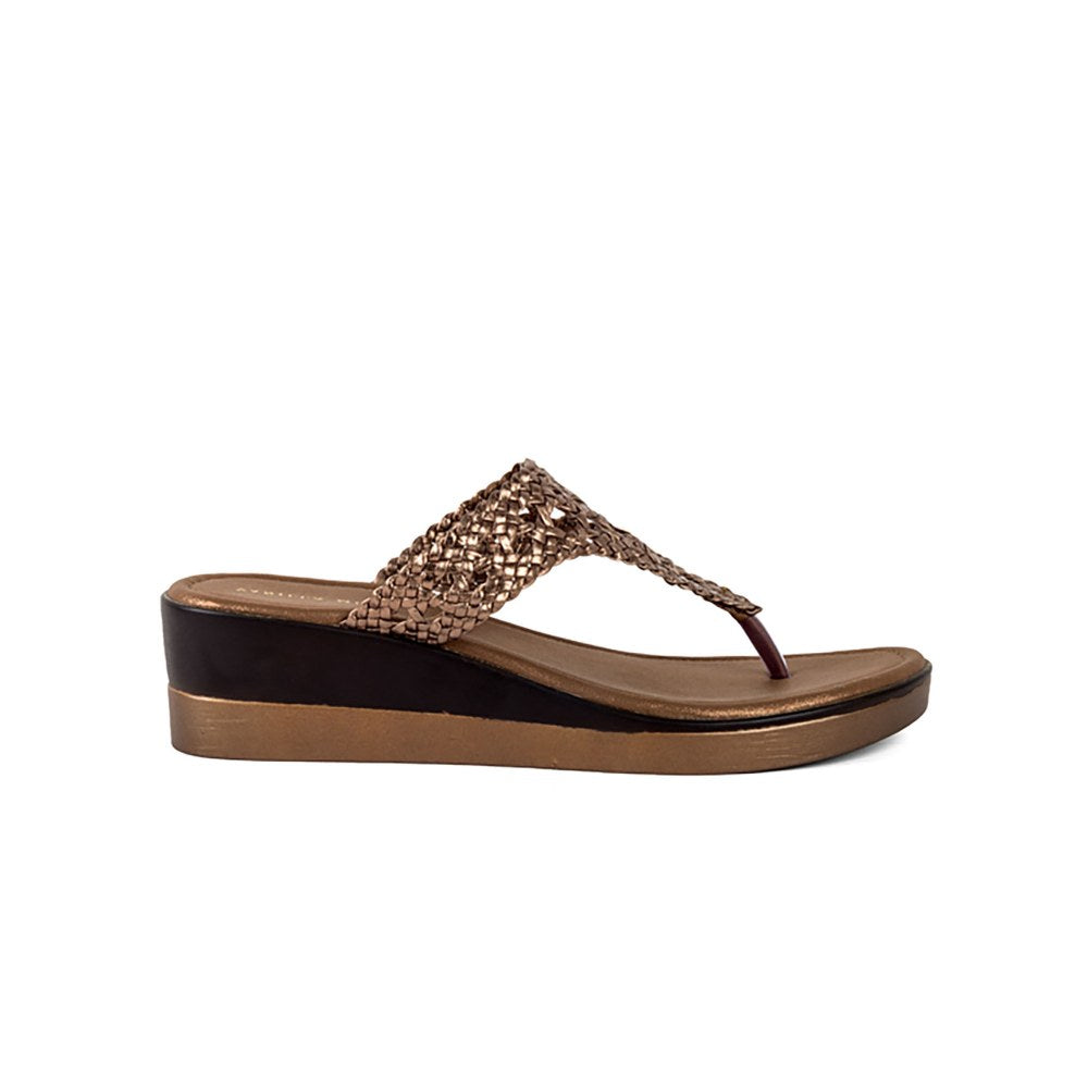 Vanilla Moon Patterned Bronze Wedges