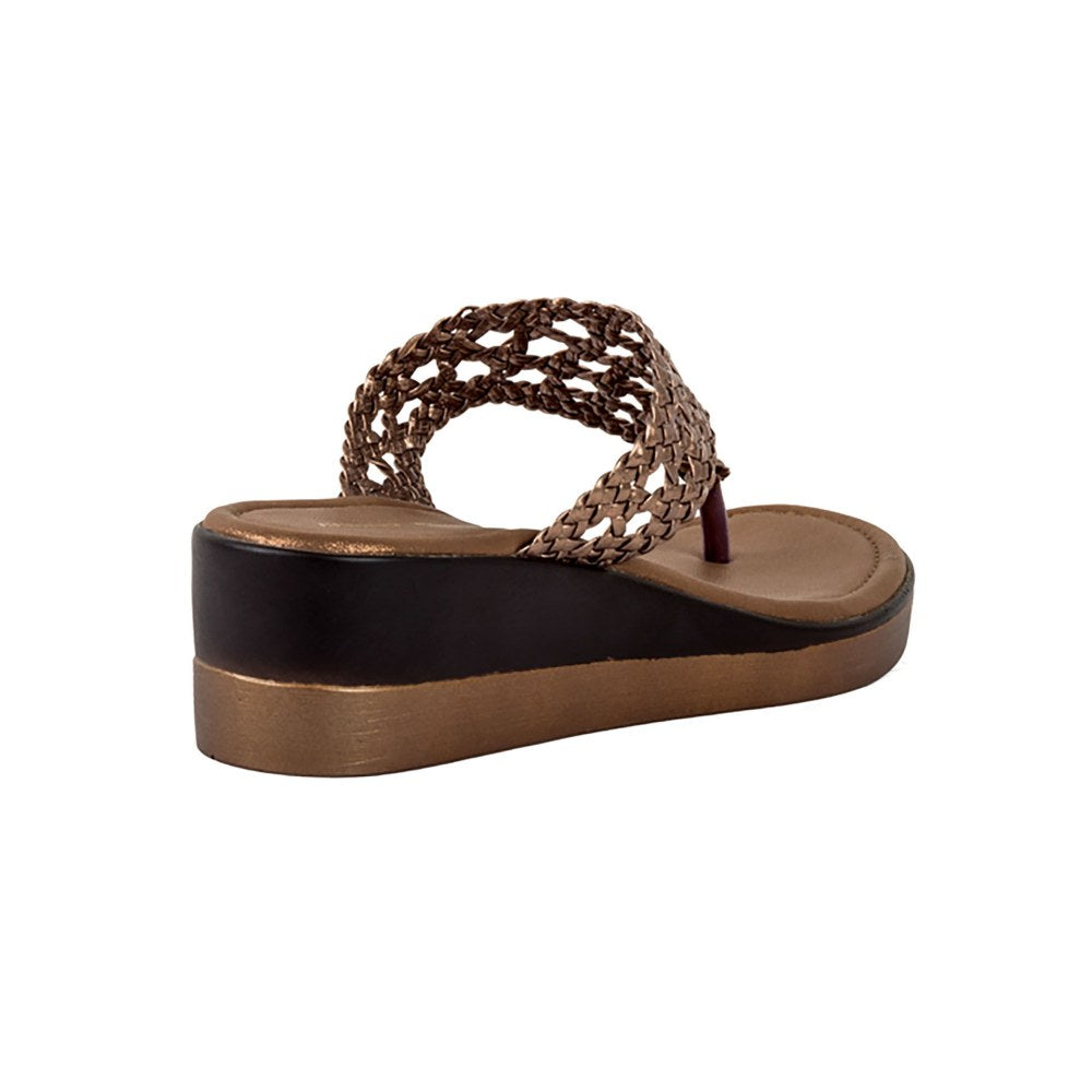 Vanilla Moon Patterned Bronze Wedges