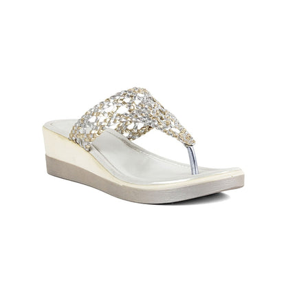 Vanilla Moon Patterned Silver Wedges