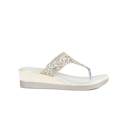 Vanilla Moon Patterned Silver Wedges