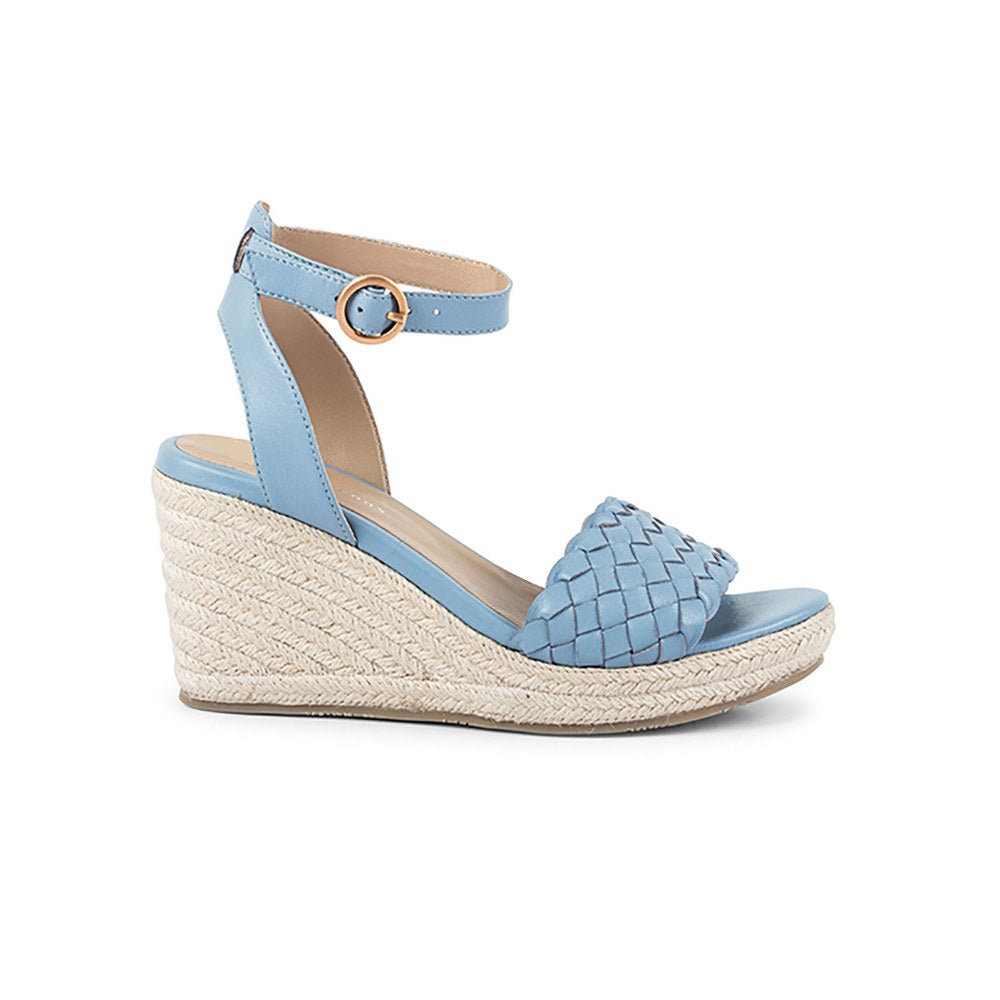 Vanilla Moon Patterned Blue Wedges