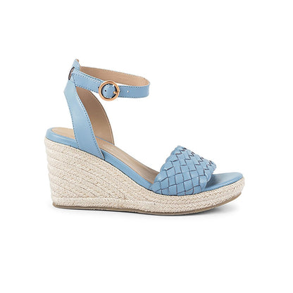 Vanilla Moon Patterned Blue Wedges
