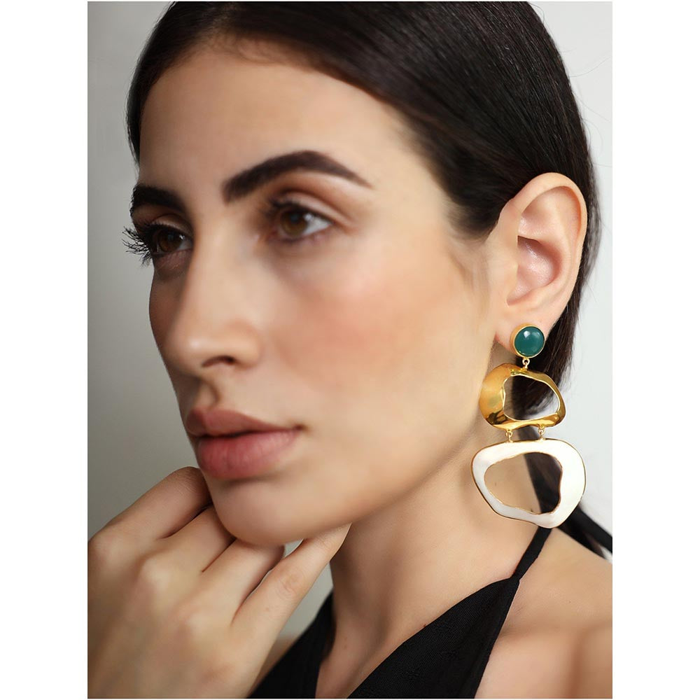 VARNIKA ARORA Drift Green and White Dangler Earrings