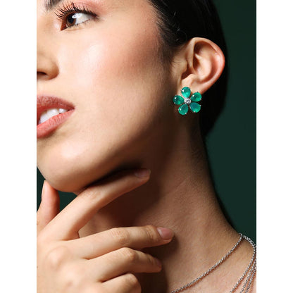 VARNIKA ARORA Promise Petal Emerald Studs