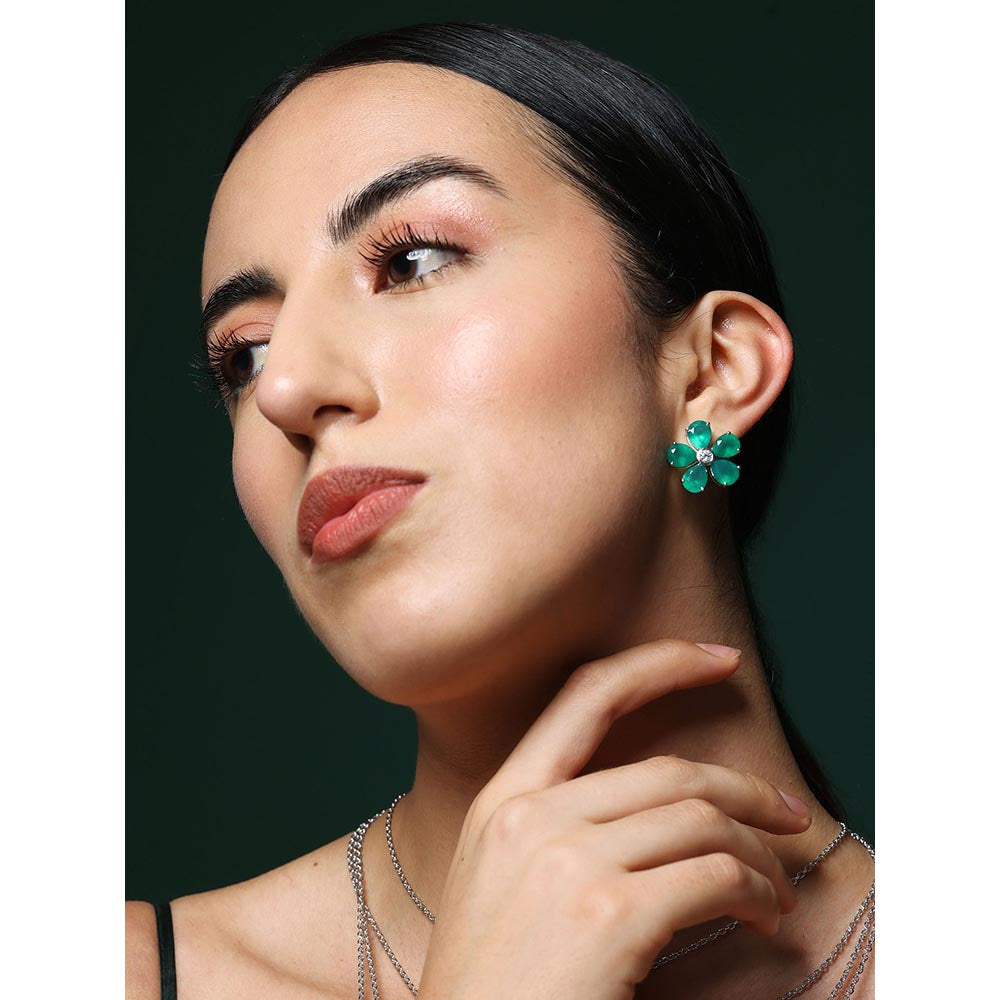 VARNIKA ARORA Promise Petal Emerald Studs