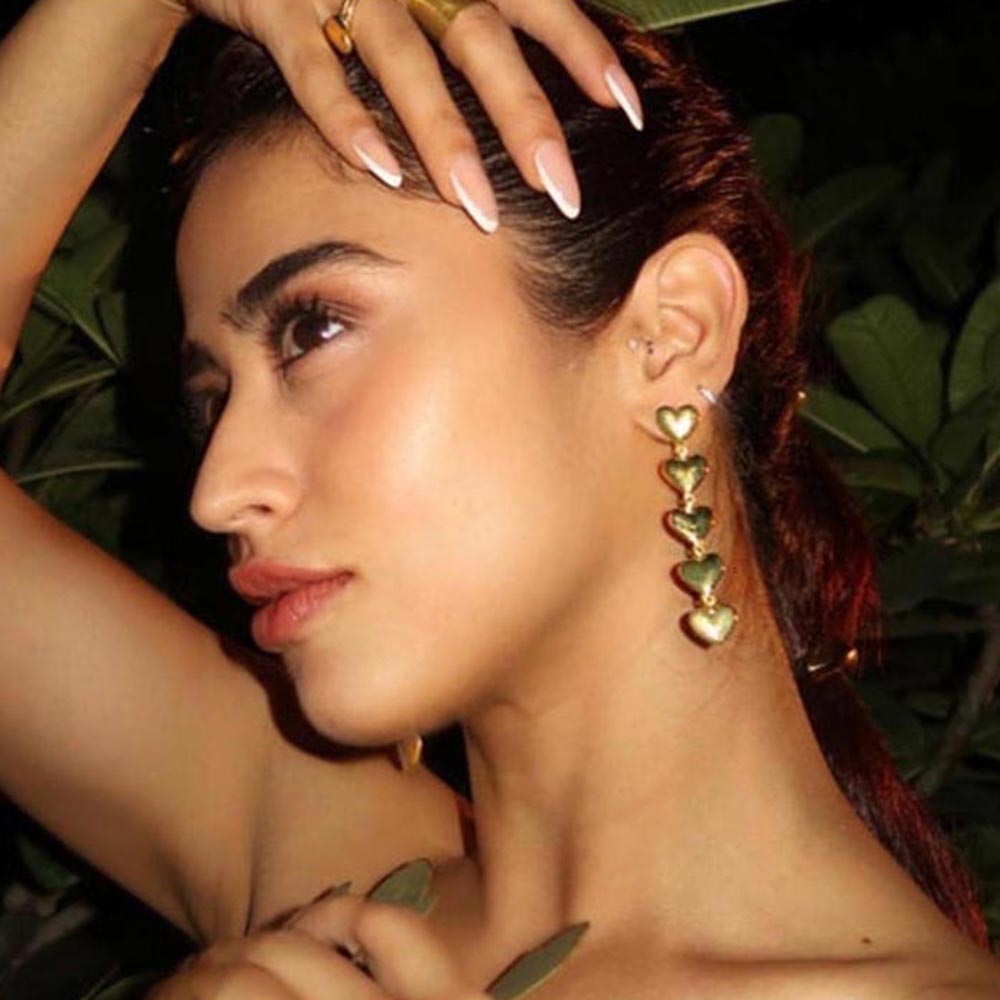 VARNIKA ARORA Hearty Layered Gold Plated Earrings