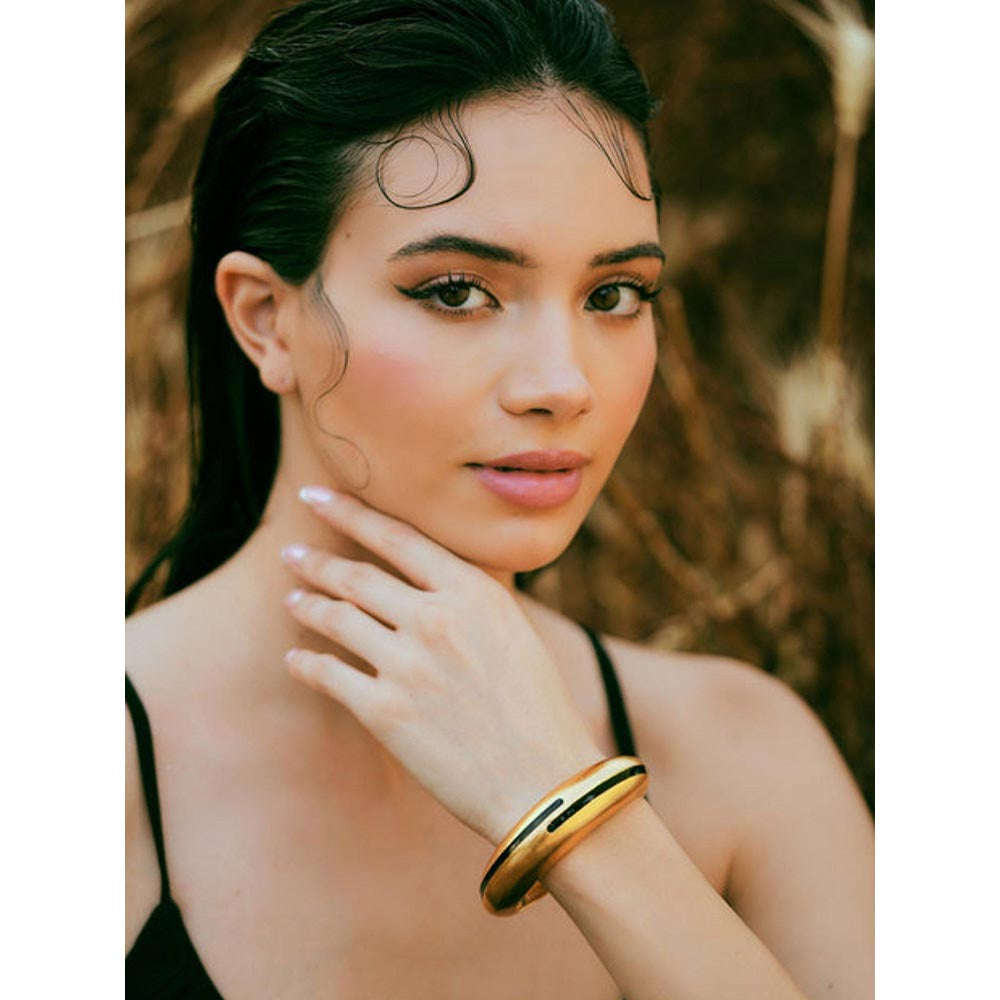 VARNIKA ARORA Circlet Black Enamel Gold Bangle
