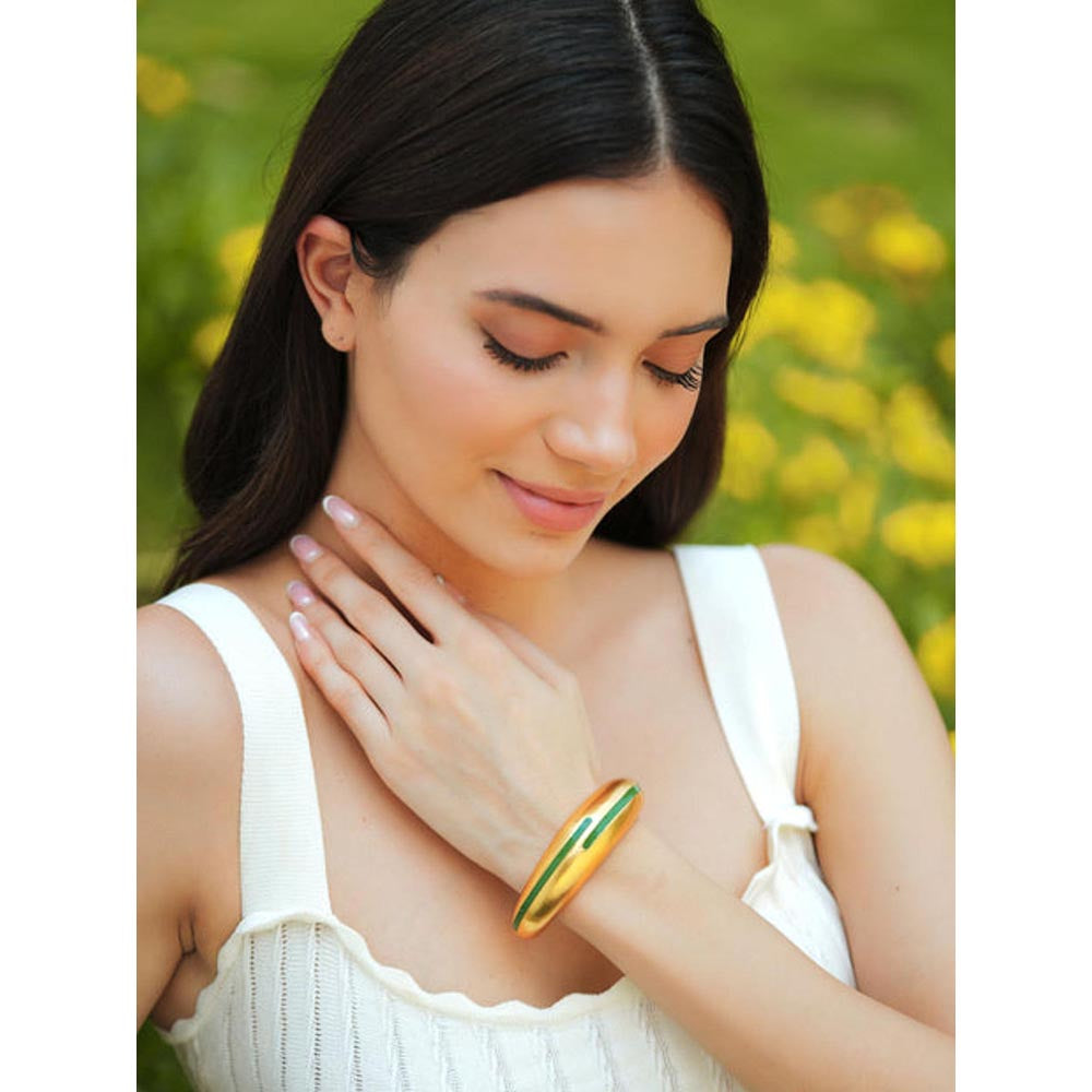 VARNIKA ARORA Circlet Green Enamel Gold Bangle