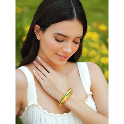 VARNIKA ARORA Circlet Green Enamel Gold Bangle