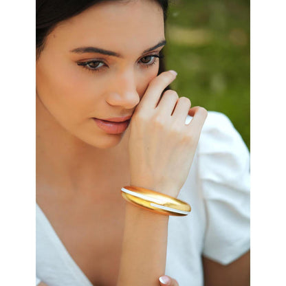 VARNIKA ARORA Circlet White Enamel Gold Bangle